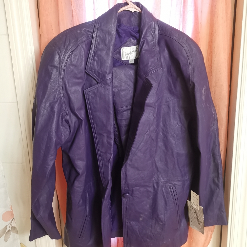 Women's Jacqueline Ferrar Purple Leather Suit Set